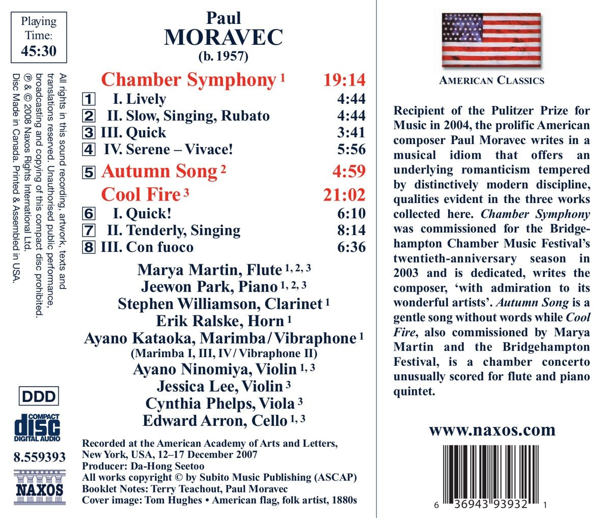 MORAVEC: Chamber Symphony / Cool Fire / Autumn Song - Bridgehampton Chamber Music Festival