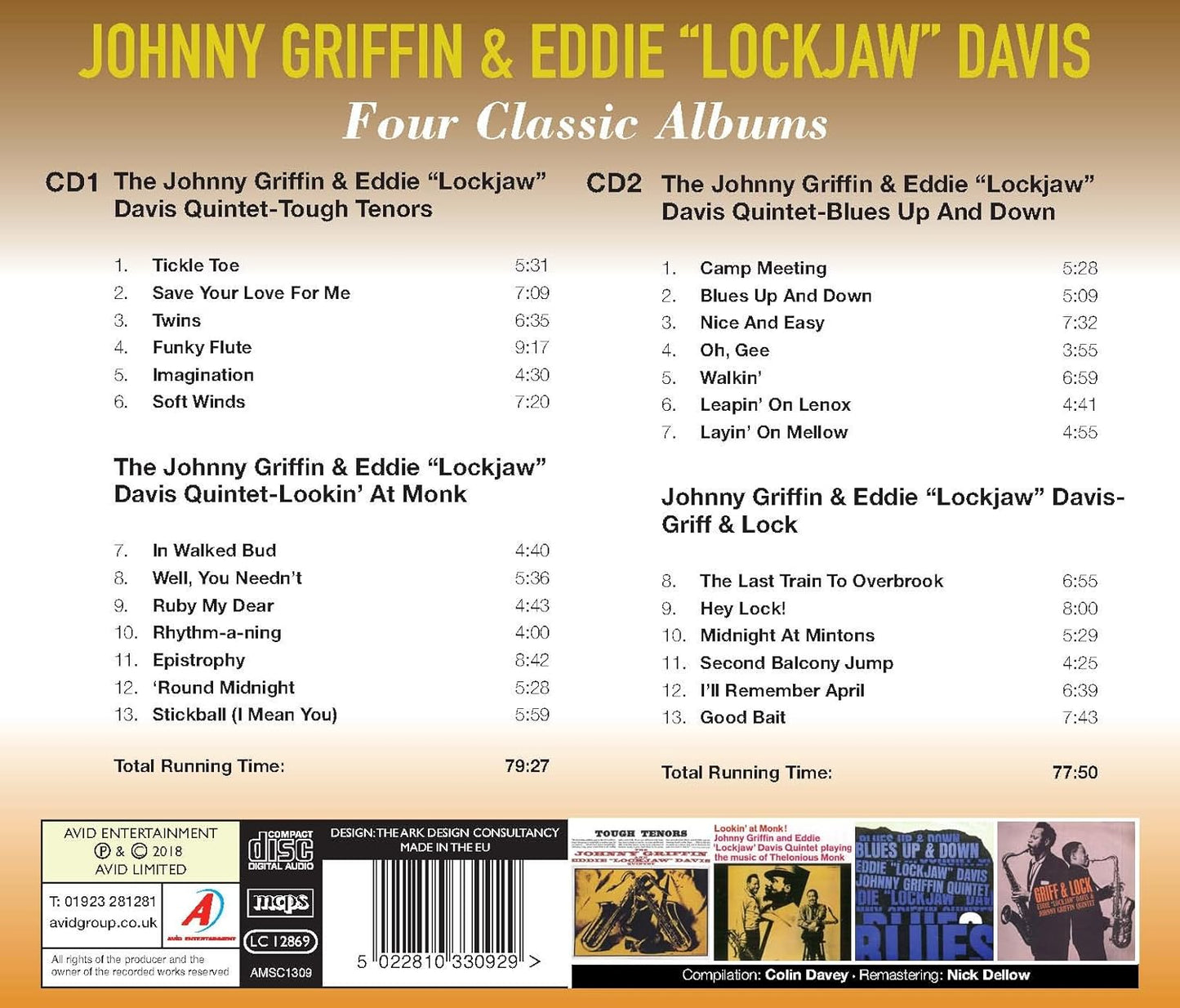JOHNNY GRIFFIN & EDDIE ‘LOCKJAW’ DAVIS: FOUR CLASSIC ALBUMS (TOUGH TENORS / LOOKIN’ AT MONK / BLUES UP AND DOWN / GRIFF & LOCK) (2CD) (2 CDS)