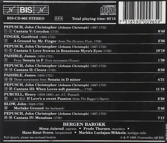 PEPUSCH: ENGLISH CANTATAS - Bergen Barokk