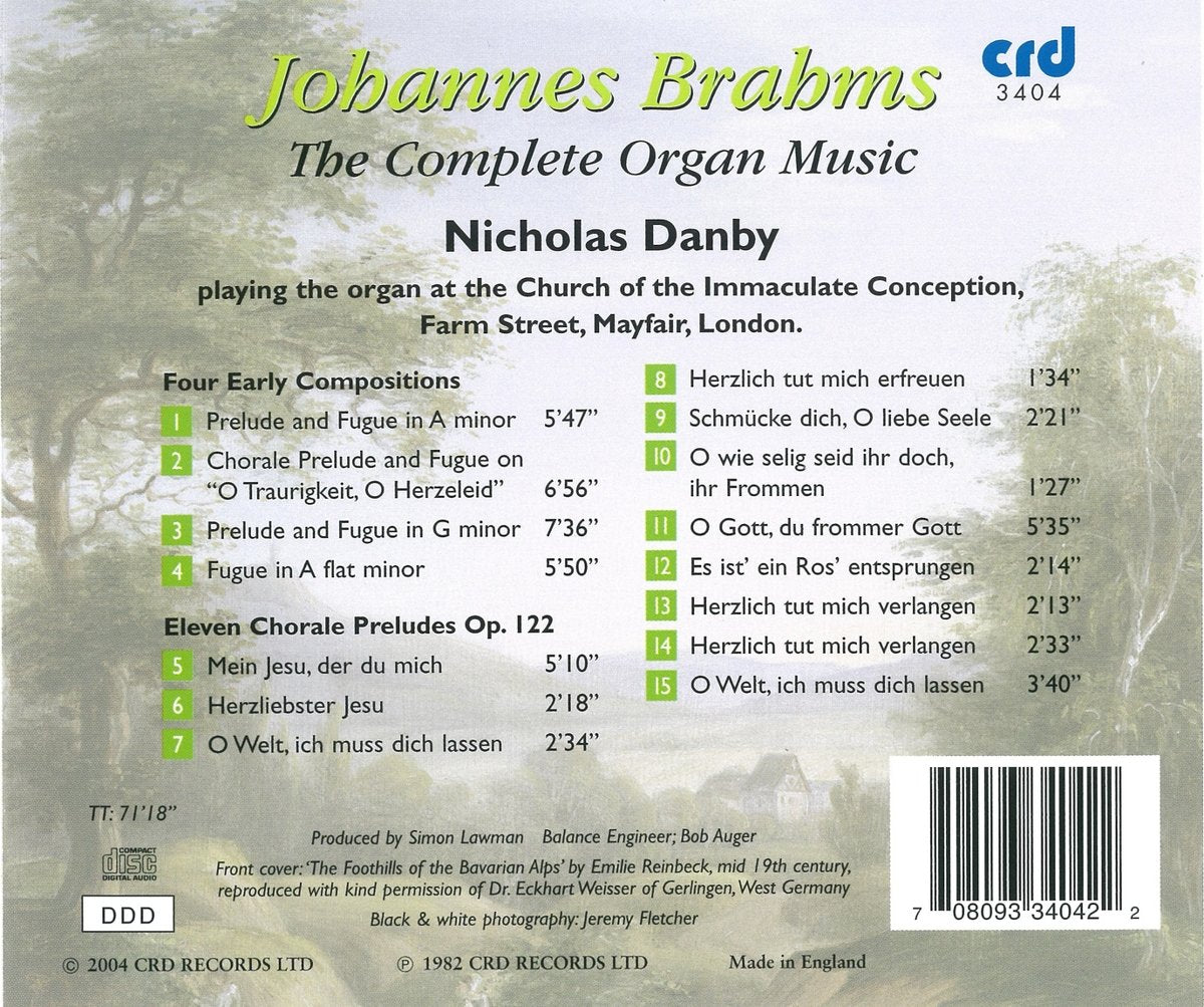BRAHMS: COMPLETE ORGAN MUSIC - NICHOLAS DANBY