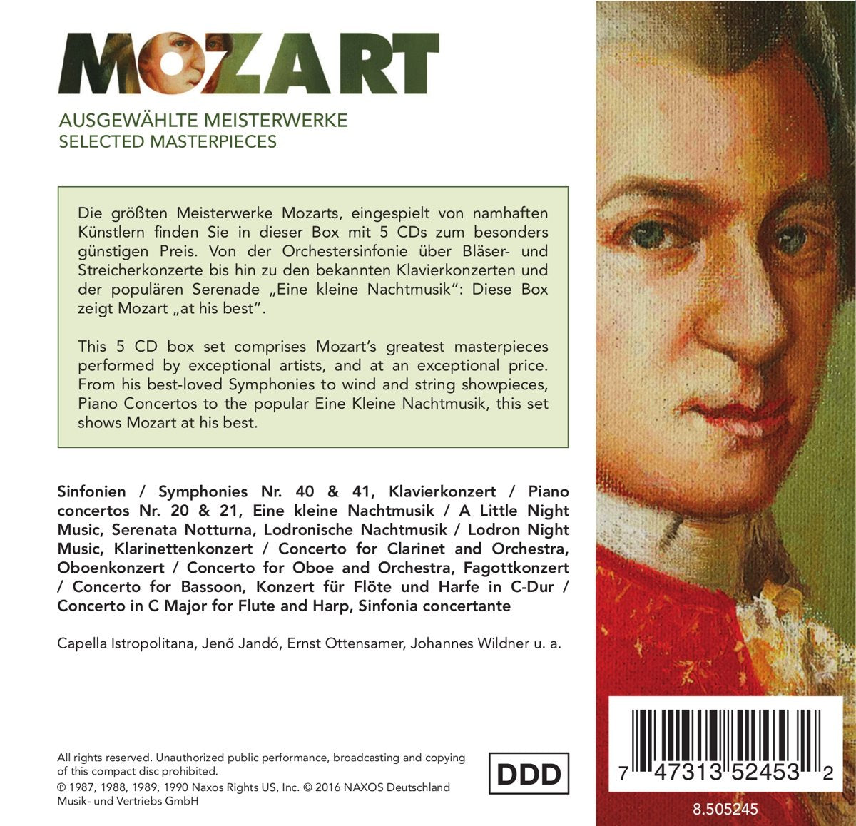 MOZART: SELECTED MASTERPIECES (5 CDs)