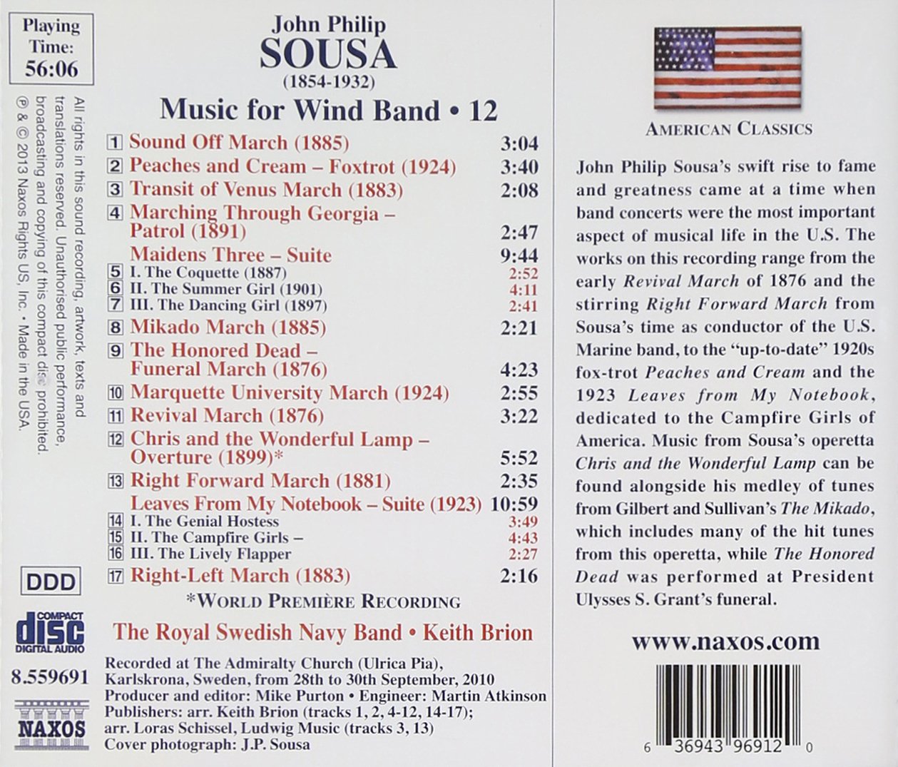 Sousa: Music for Wind Band, Vol. 12 - The Royal Swedish Navy Band, Keith Brion