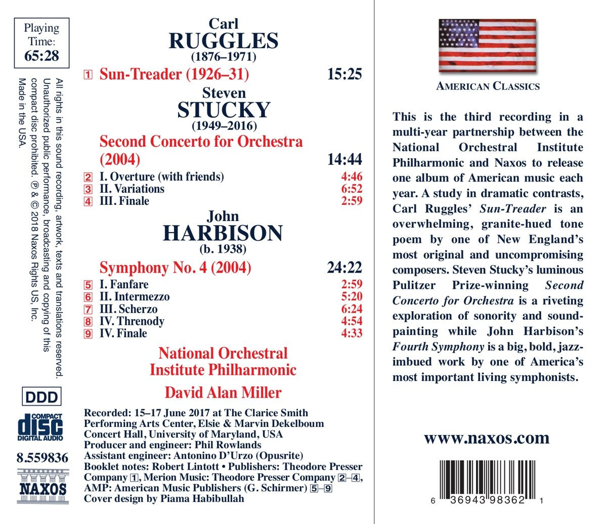 Harbison, Ruggles & Stucky: Orchestral Works - National Orchestra Institute Philharmonic, David Alan Miller