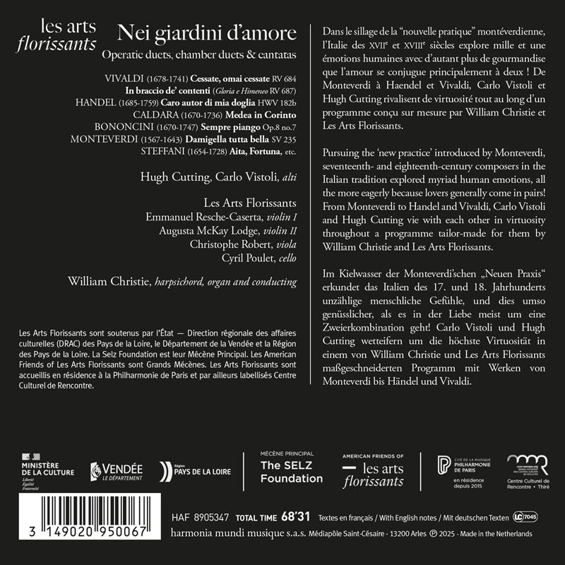 "Nei giardini d'amore": Baroque arias for 2 alti - Carlo Vistoli, Hugh Cutting, Les Arts Florissants, William Christie