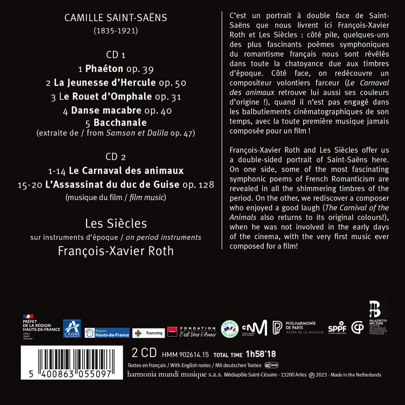 SAINT-SAËNS: Symphonic Poems, The Carnival of the Animals - Les Siècles, François-Xavier Roth (2 CDs)