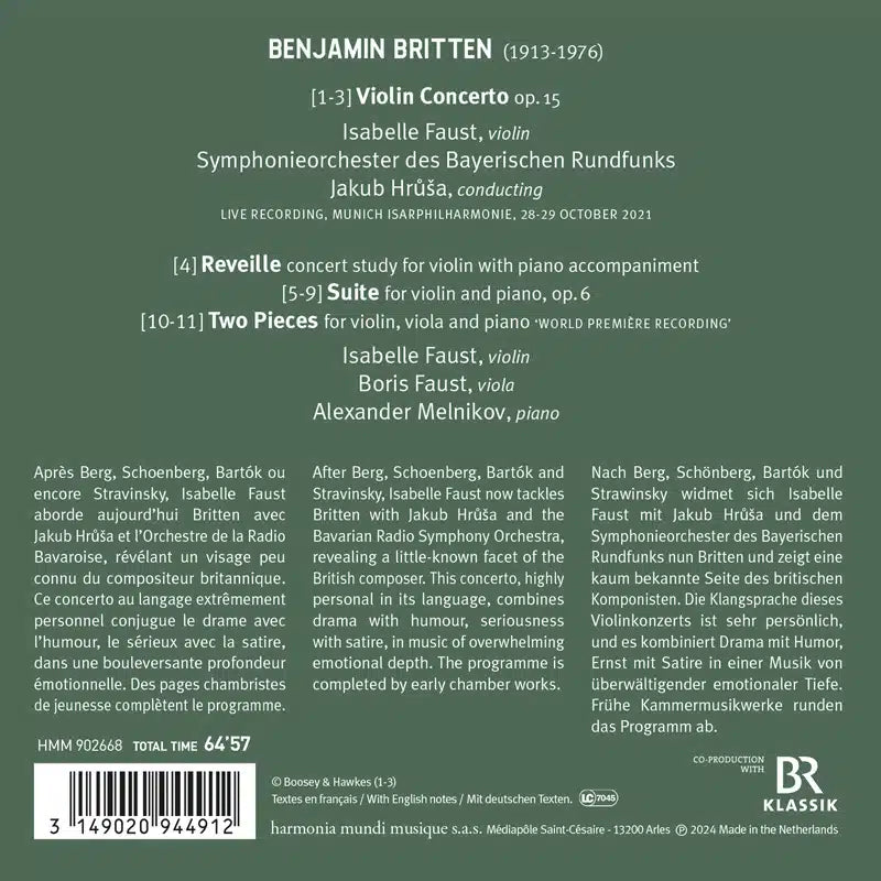 BRITTEN: Violin Concerto; Chamber Works - Isabelle Faust, Symphonieorchester des Bayerischen Rundfunks