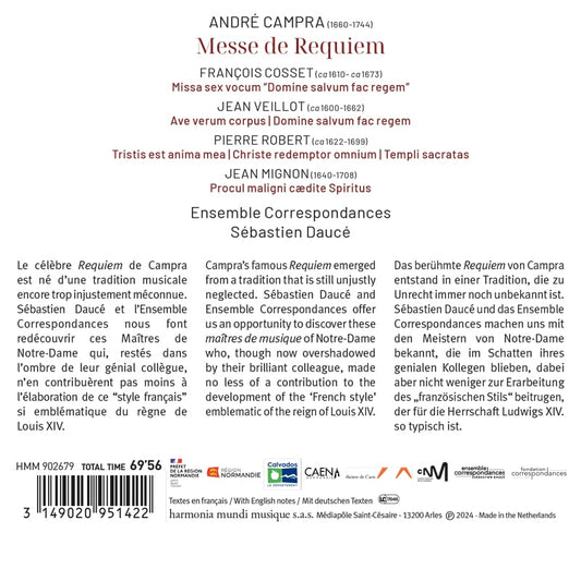 CAMPRA: Messe de Requiem, The Masters of Notre-Dame de Paris - Ensemble Correspondances, Sébastien Daucé