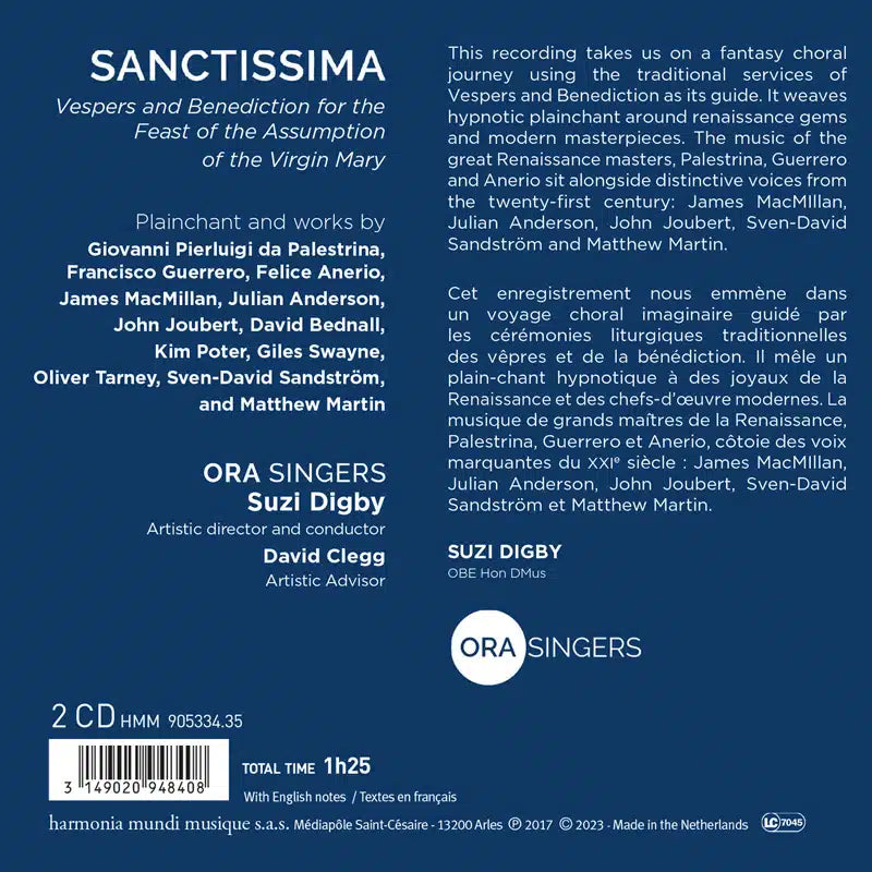 Sanctissima: Vespers & Benediction for the Feast of the Assumption of the Virgin Mary - ORA Singers, Suzi Digby (2 CDs)