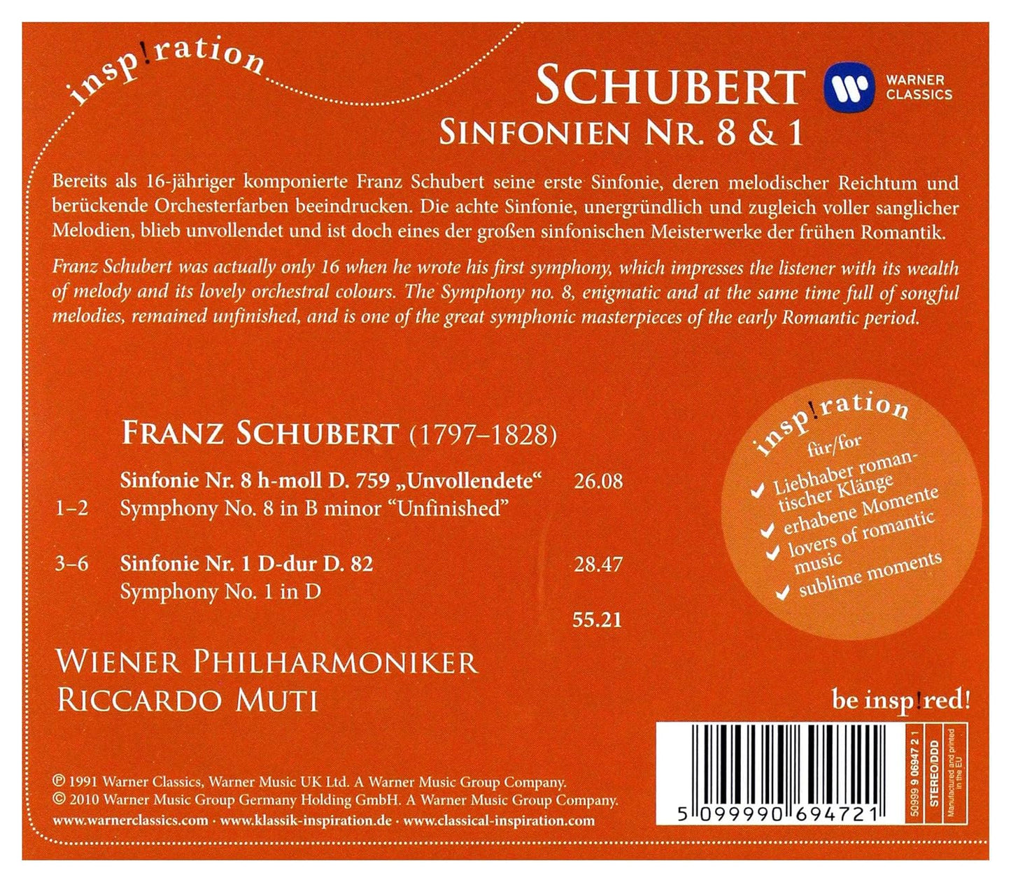 Schubert: Symphonies 1 & 8 - RICCARDO MUTI, VIENNA PHILARMONIC
