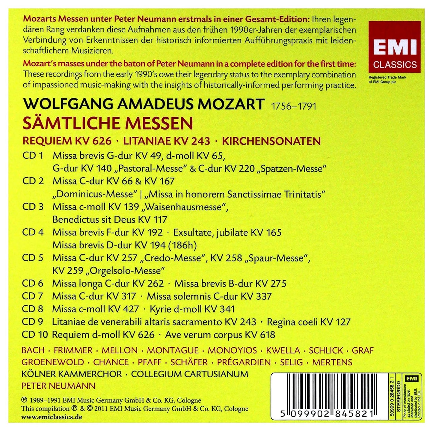 Mozart: Complete Masses - Choir and Orchestra of the Collegium Cartusianum, Peter Neumann(10 CDs)