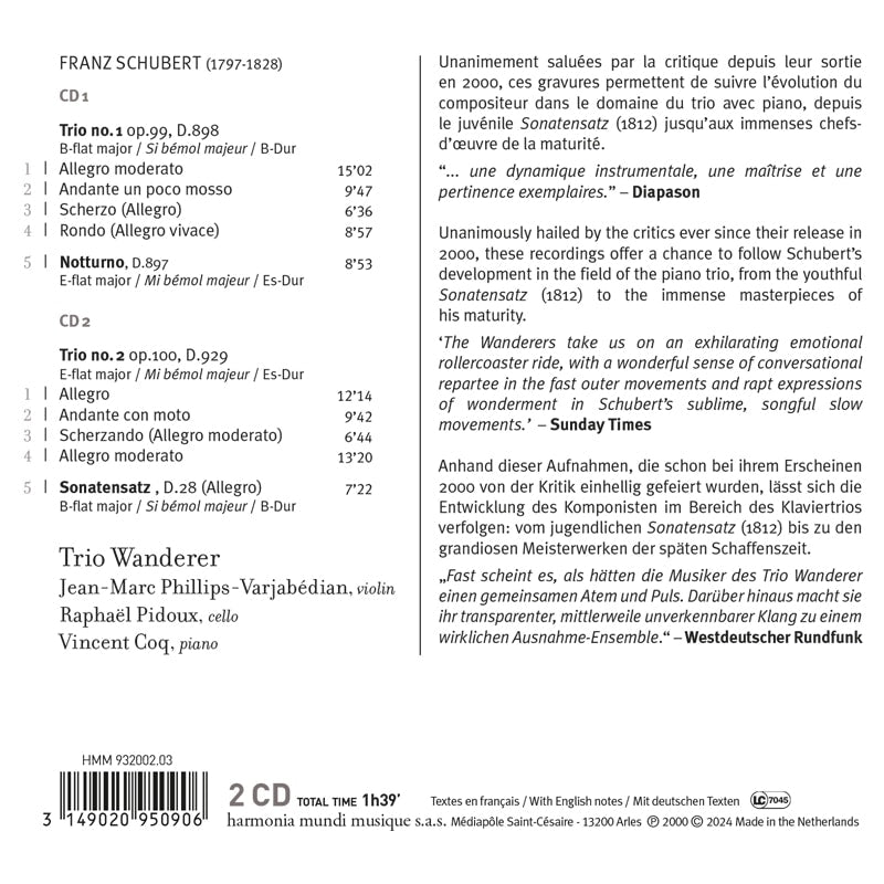 SCHUBERT: Trios, Op. 99 & 100 - Trio Wanderer (2 CDs)