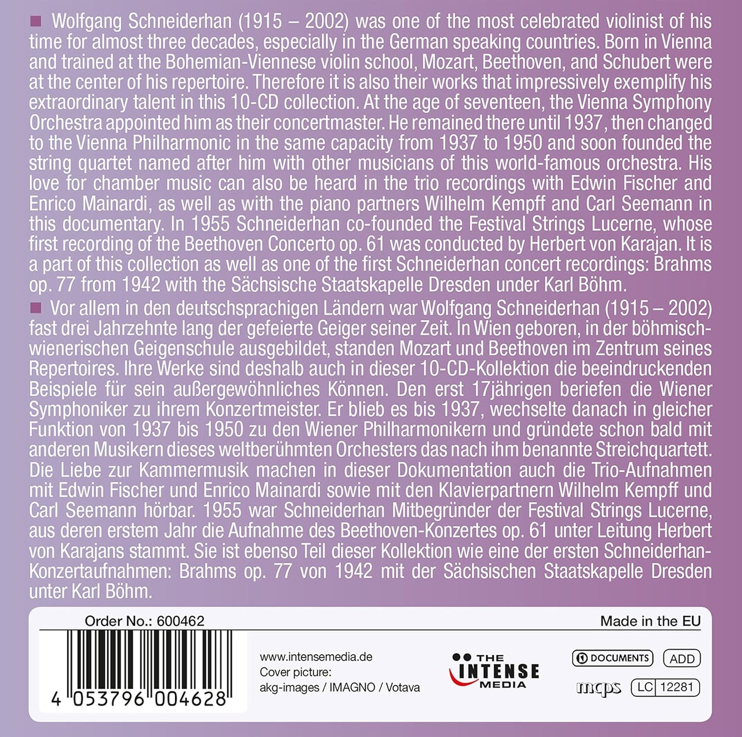 WOLFGANG SCHEIDERHAHN: MILESTONES OF A VIOLIN LEGEND (10 CDS)