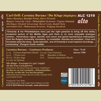 ORFF: CARMINA BURANA, DIE KLUGE - ORMANDY