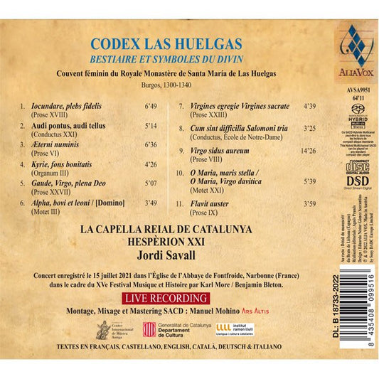 Codex Las Huelgas: Bestiaire et Symboles du Divin - Jordi Savall, LA CAPELLA REIAL DE CATALUNYA, HESPÈRION XXI (2 Hybrid SACDs)