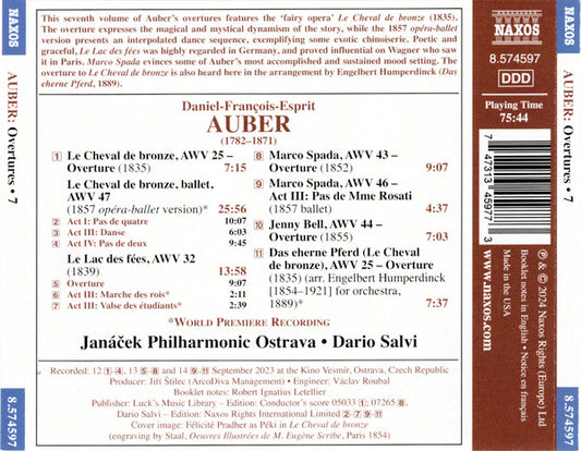 Auber: Overtures, Vol. 7 - Janáček Philharmonic Ostrava, Dario Salvi