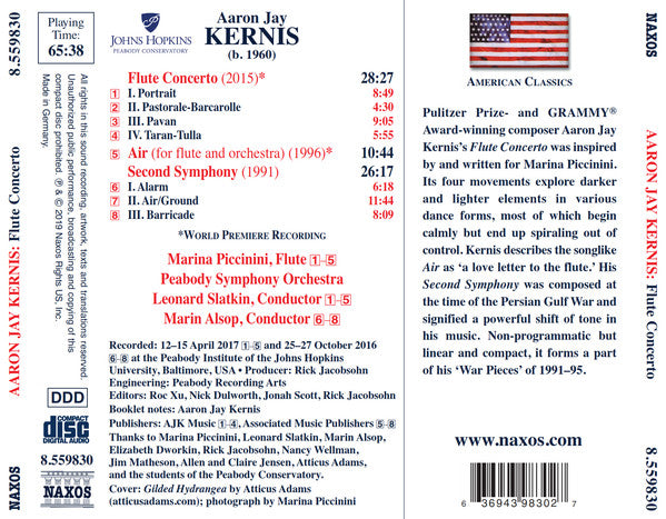 Kernis: Flute Concerto; Air; Symphony No. 2 - Marina Piccinini, Peabody Symphony Orchestra, Leonard Slatkin, Marin Alsop