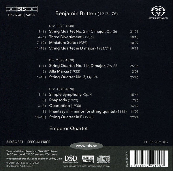 Britten: The Music for String Quartet - Emperor String Quartet (3 Hybrid SACDS)