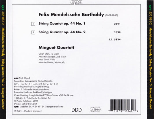 Mendelssohn: String Quartets, Vol. 3 (String Quartets Op. 44, Nos 1 & 2) - Minguet Quartett