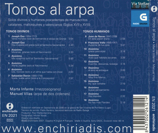 Tonos Al Arpa (GAZ/DURON/DE NAVAS/VALLS/ANONIMO) - Marta Infante, Manuel Vilas