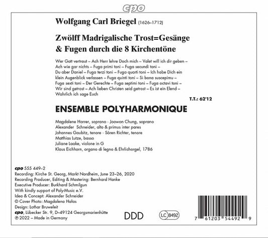 Briegel: Zwolff Madrigalische Trost=Gesange - Ensemble Polyphonique