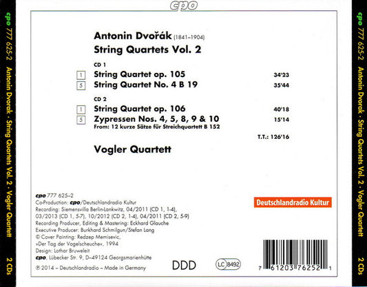 DvorĂĄk: String Quartets, Vol. 2 - Vogler Quartett (2 CDs)