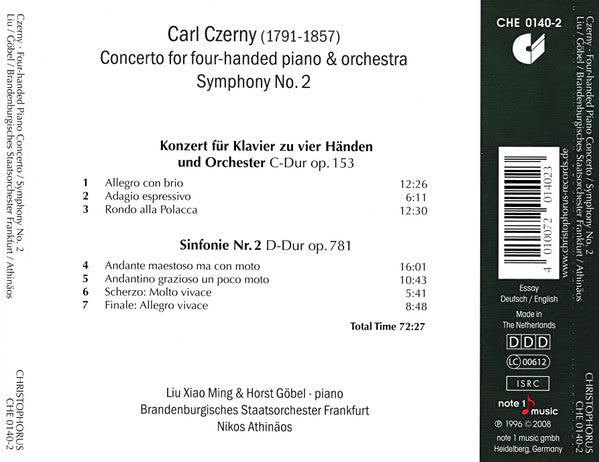 CZERNY: Concerto for Four-Handed PIano, Symphony No. 2 - Xiao Ming, Horst Göbel, Brandenburgisches Staatsorchester