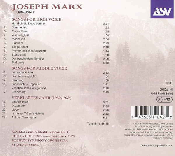 MARX: Orchestral Songs - Angela Maria Blasi, Stella Doufexis, Bochum Symphony Orchestra, Steven Sloane