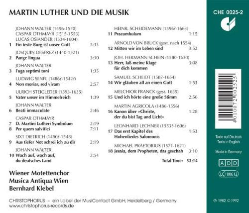 MARTIN LUTHER AND HIS MUSIC: MUSICA ANTIQUA WIEN