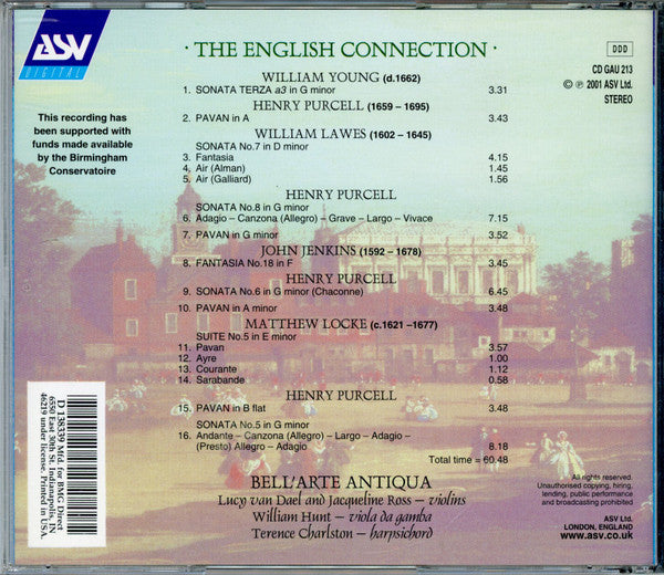 The English Connection (PURCELL/JENKINS/LAWES) - Bell'Arte Antiqua