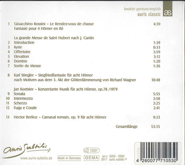 St. Hubert's Mass at Augustusburg Castle (ROSSINI/STIEGLER/KOETSIER/BERLIOZ) - Hornclass of Professor Thomas Hauschild