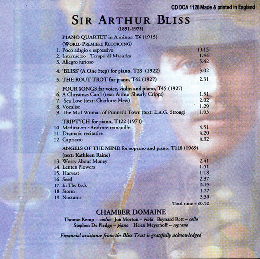 BLISS: PIano Quartet, Triptych for Piano; Angels of the Mind
