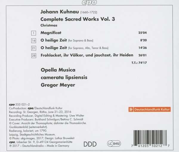 Kuhnau: Complete Sacred Works, Vol. 3 - Opella Musica, Camerata Lipsiensis