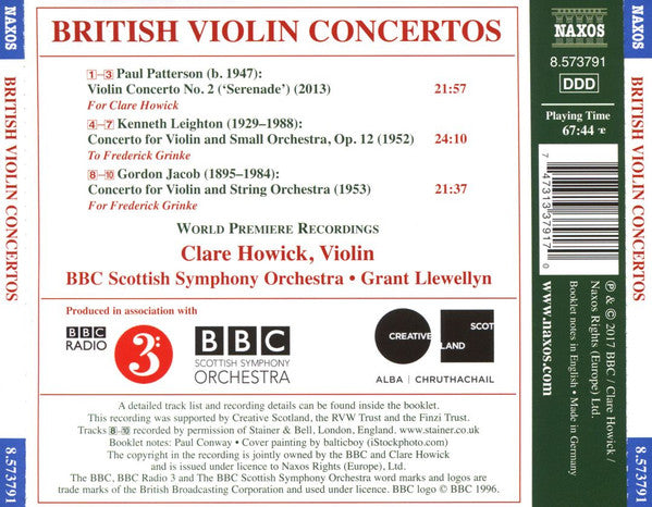 British Violin Concertos (Paul Patterson, Kenneth Leighton, Gordon Jacob) - Clare Howick, BBC Scottish Symphony Orchestra, Grant Llewellyn