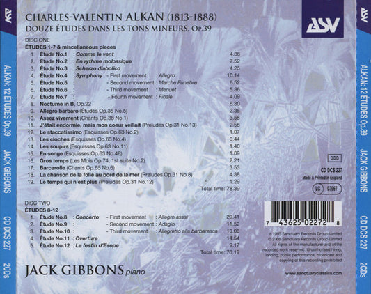ALKAN: 12 Études Dans Les Tons Mineurs, Op. 39 - Jack Gibbons (2 CDs)
