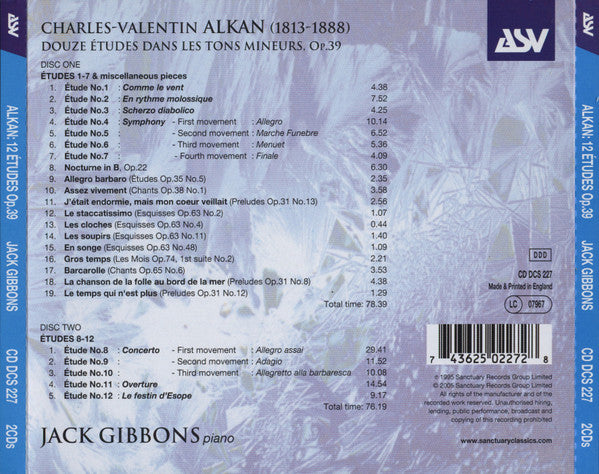 ALKAN: 12 Études Dans Les Tons Mineurs, Op. 39 - Jack Gibbons (2 CDs)