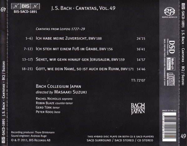 Bach, J.S.: Cantatas, Vol. 49 - Suzuki, Bach Collegium Japan (Hybrid SACD)