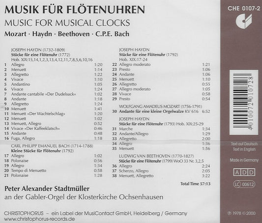 MUSIC FOR MUSICAL CLOCKS (HAYDN / MOZART / CPE BACH / BEETHOVEN): PETER ALEXANDER STADTMUELLER, organ