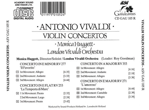 VIVALDI: Violin Concertos - Monica Huggett, London Vivaldi Orchestra