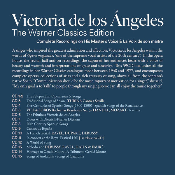 VICTORIA DE LOS ANGELES: The Warner Edition - Complete HMV Recordings (59 CDS)