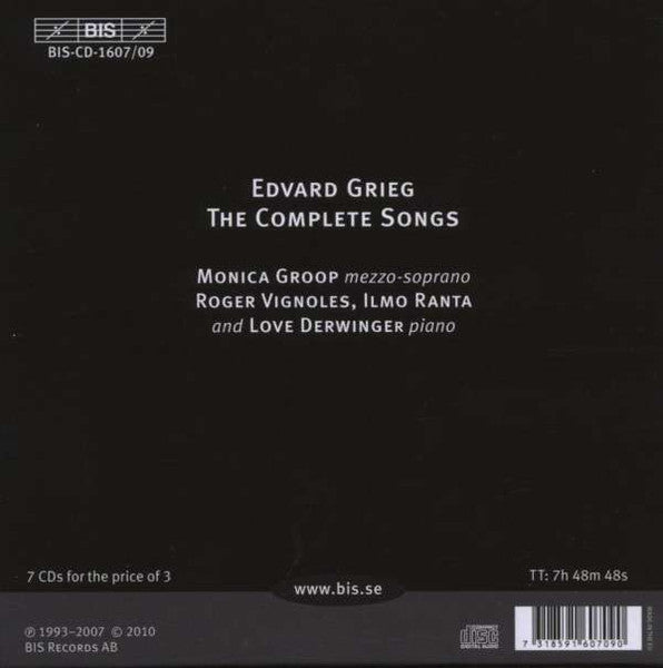 Grieg: The Complete Songs - Monica Groop, Roger Vignoles, Ilmo Ranta, Love Derwinger (7 CDs)