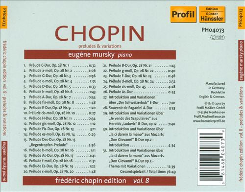Chopin: Preludes & Variations - Vol.8 - Mursky