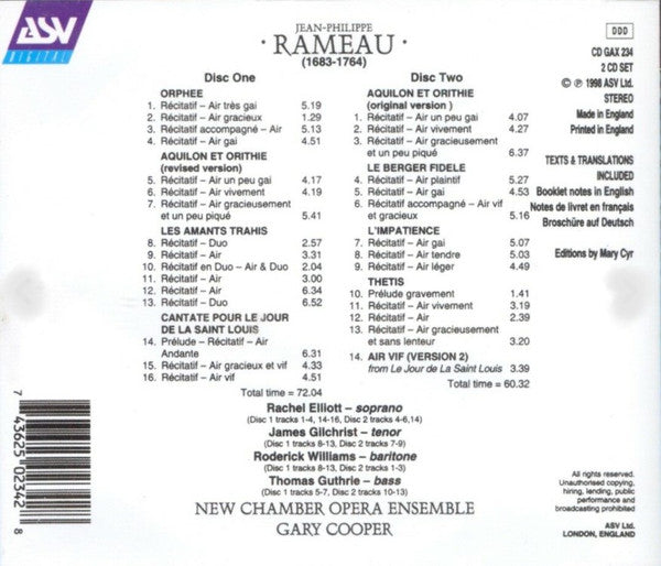 RAMEAU: Complete Cantatas - New Chamber Opera Ensemble (2 CDs)