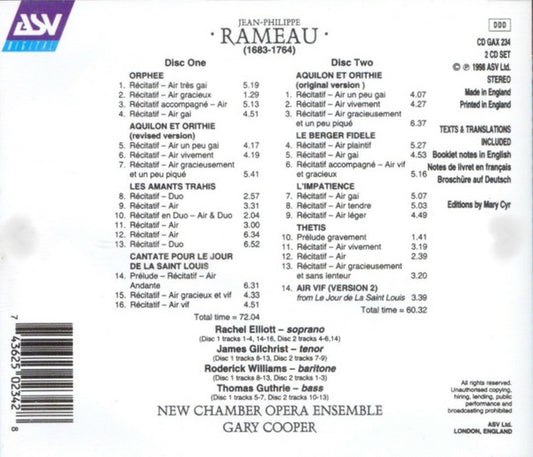 RAMEAU: Complete Cantatas - New Chamber Opera Ensemble (2 CDs)