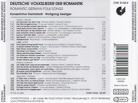 ROMANTIC GERMAN FOLK SONGS: Konzertchor Darmstadt