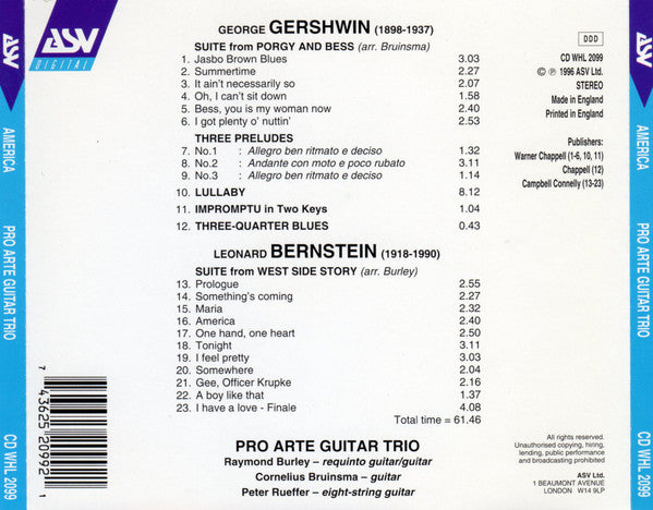 AMERICA: THE PRO ARTE GUITAR TRIO PLAYS THE MUSIC OF BERNSTEIN & GERSHWIN