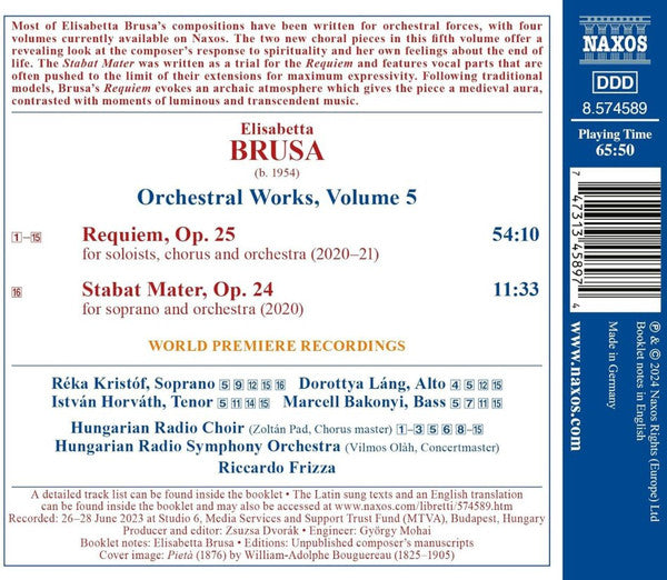 Brusa: Orchestral Works, Vol. 5 (Requiem / Stabat Mater) - Kristóf, D. Láng, I. Horváth, Bakonyi, Hungarian Radio Choir and Symphony, Frizza