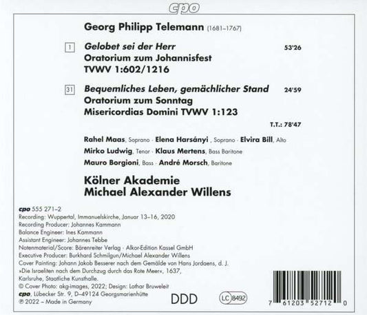 Telemann: Johannis-Oratorium, TVWV 1:602/1216; Oratorium, TVV 1:123 - Kölner Akademie, Michael Alexander Willens