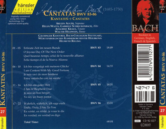 BACH: CANTATAS BWV 83-86 - BACH-ENSEMBLE, HELMUTH RILLING