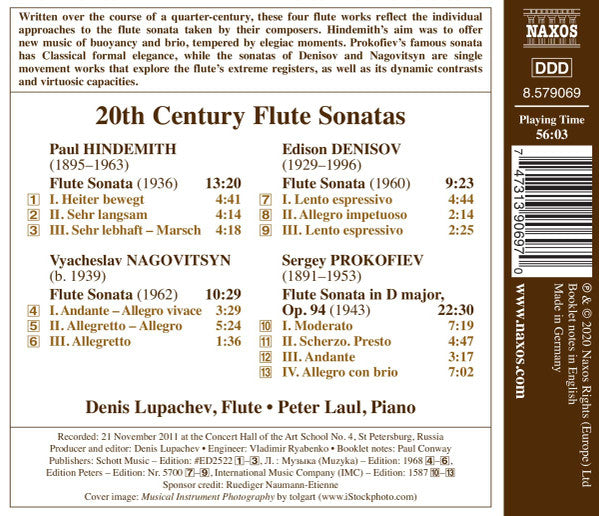 20th Century Flute Sonatas - Denis Lupachev, Peter Laul