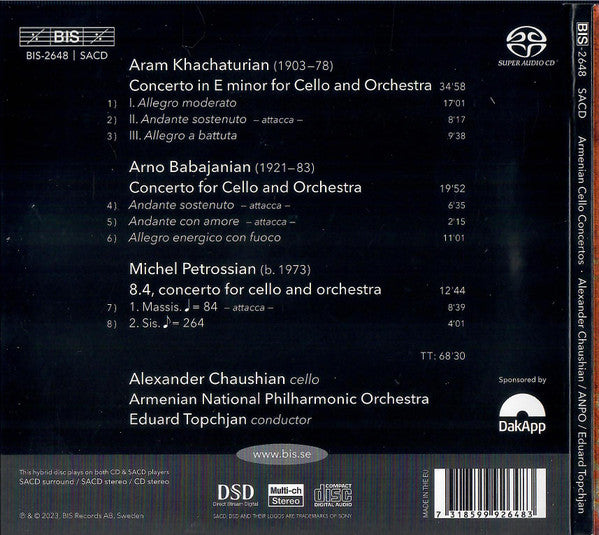 Armenian Cello Concertos (Khachaturian, Babajanian & Petrossian) - Alexander Chaushian, Armenian National Philharmonic Orchestra, Eduard Topchjan